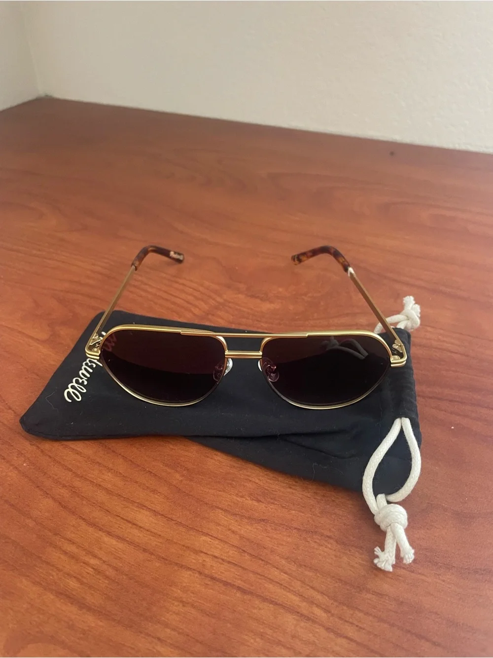 Madewell Gold Aviator Sunglasses with Brown Lenses